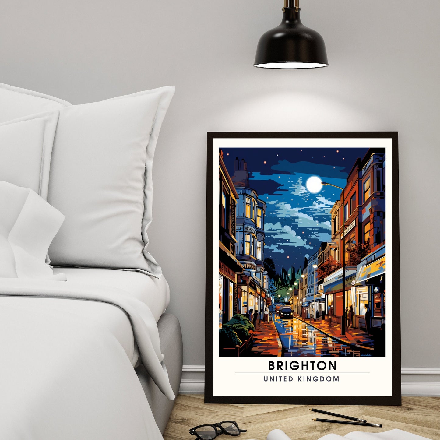 Affiche Brighton- Impression de voyage Brighton - Impression Paysage Urbain Artistique - Collection Souvenirs du Royaume-Uni