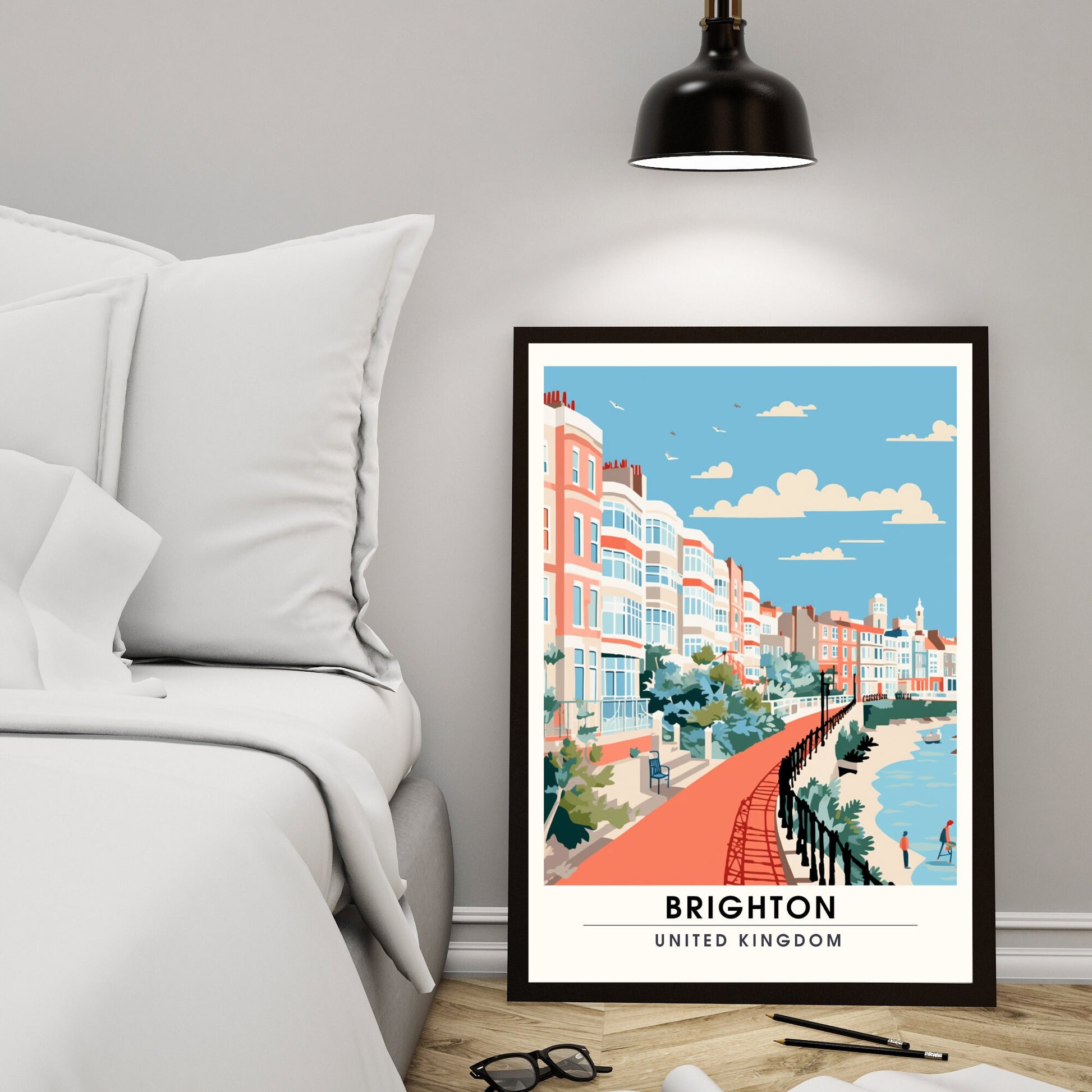 Affiche Brighton- Impression de voyage Brighton - Impression Paysage Urbain Artistique - Collection Souvenirs du Royaume-Uni