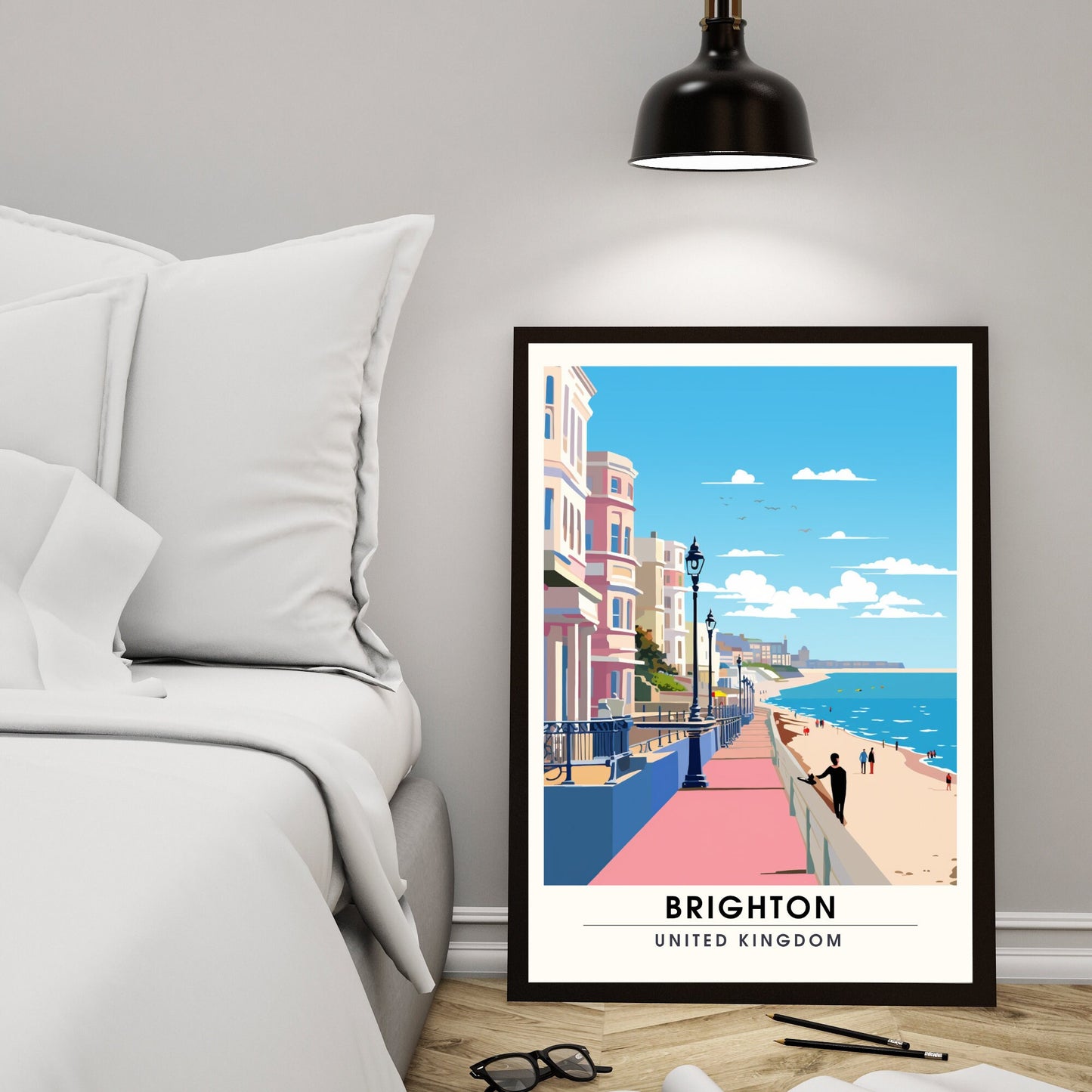 Affiche Brighton- Impression de voyage Brighton - Impression Paysage Urbain Artistique - Collection Souvenirs du Royaume-Uni