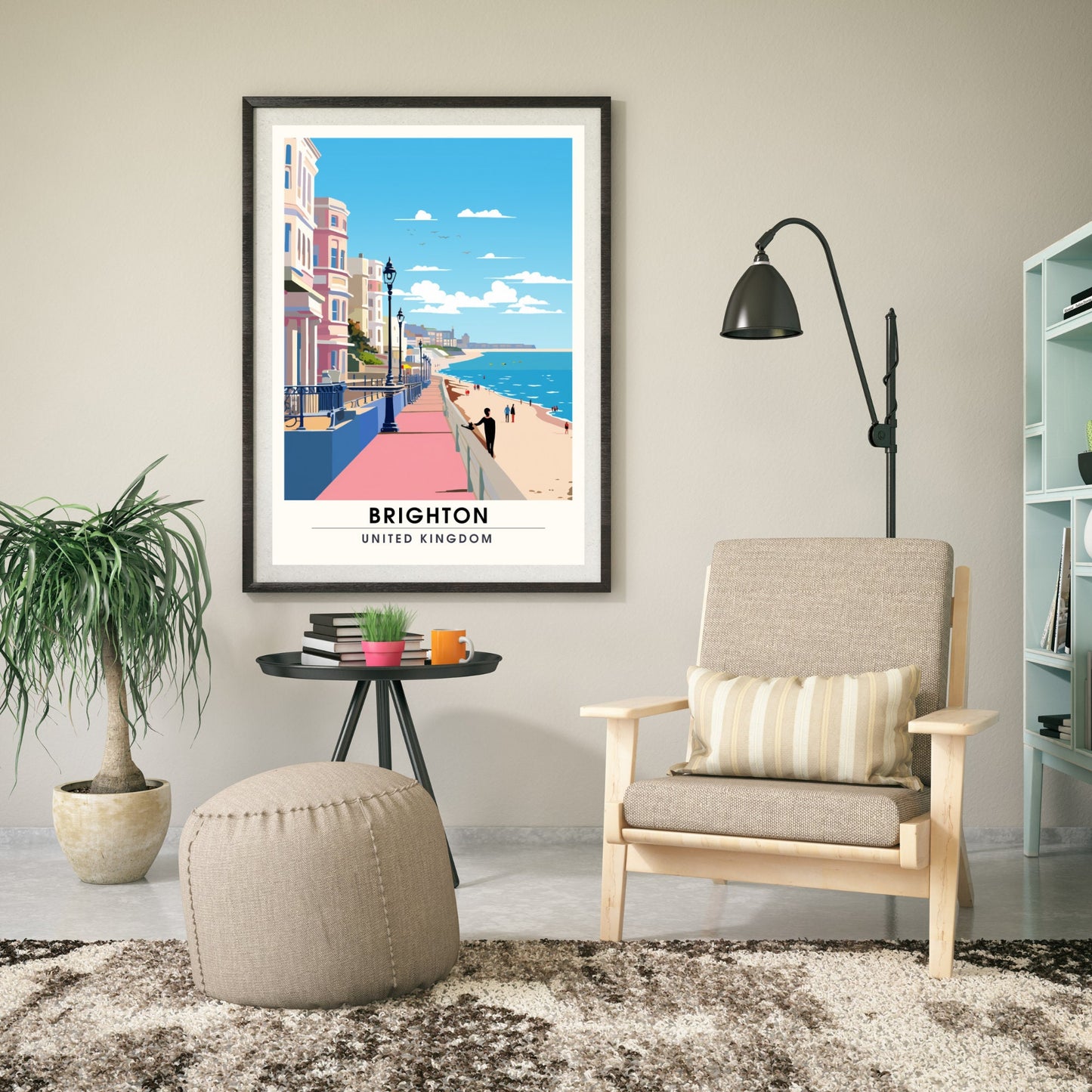 Affiche Brighton- Impression de voyage Brighton - Impression Paysage Urbain Artistique - Collection Souvenirs du Royaume-Uni