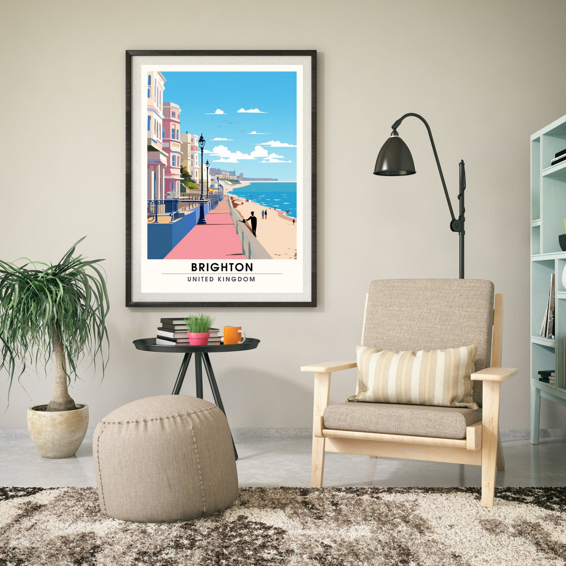 Affiche Brighton- Impression de voyage Brighton - Impression Paysage Urbain Artistique - Collection Souvenirs du Royaume-Uni