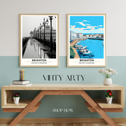 Affiche Brighton- Impression de voyage Brighton - Impression Paysage Urbain Artistique - Collection Souvenirs du Royaume-Uni