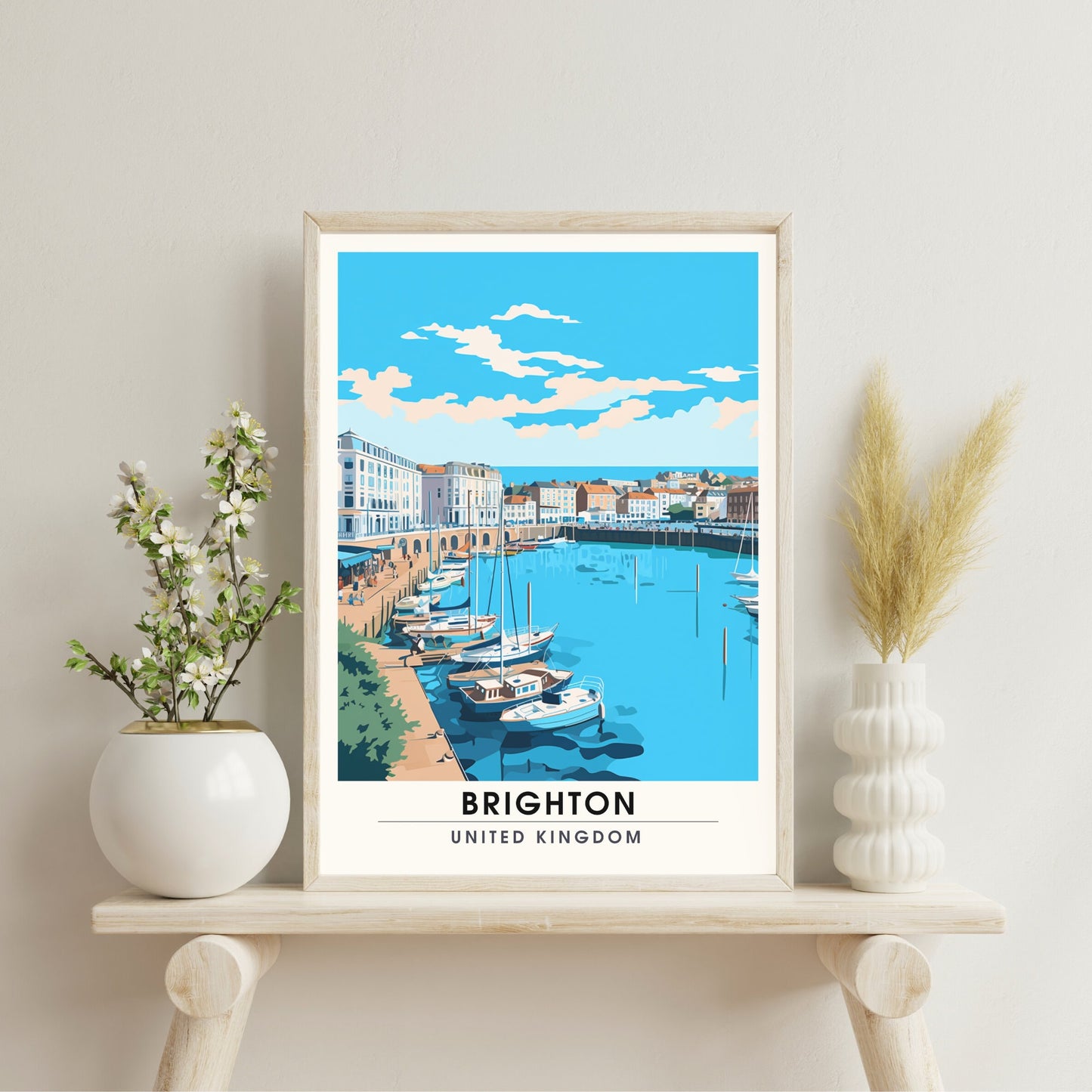 Affiche Brighton- Impression de voyage Brighton - Impression Paysage Urbain Artistique - Collection Souvenirs du Royaume-Uni