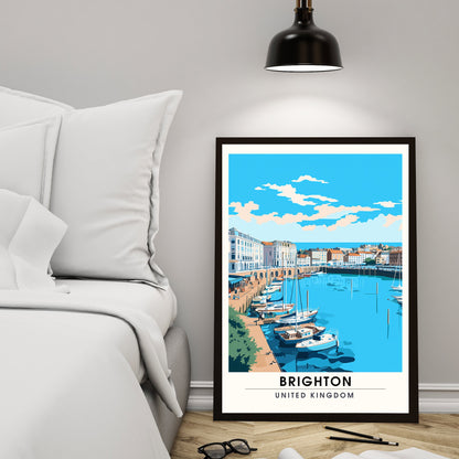 Affiche Brighton- Impression de voyage Brighton - Impression Paysage Urbain Artistique - Collection Souvenirs du Royaume-Uni