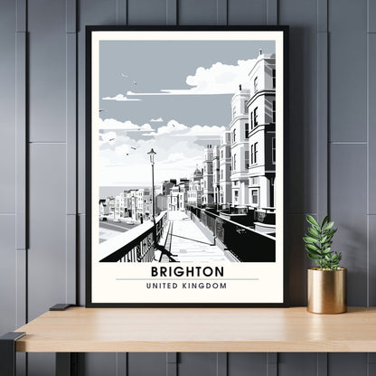 Affiche Brighton- Impression de voyage Brighton - Impression Paysage Urbain Artistique - Collection Souvenirs du Royaume-Uni