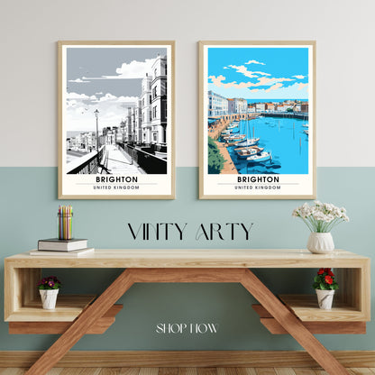 Affiche Brighton- Impression de voyage Brighton - Impression Paysage Urbain Artistique - Collection Souvenirs du Royaume-Uni