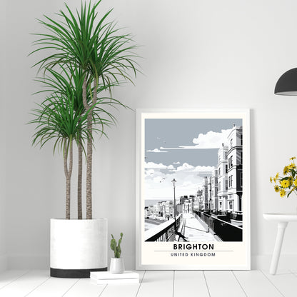 Affiche Brighton- Impression de voyage Brighton - Impression Paysage Urbain Artistique - Collection Souvenirs du Royaume-Uni