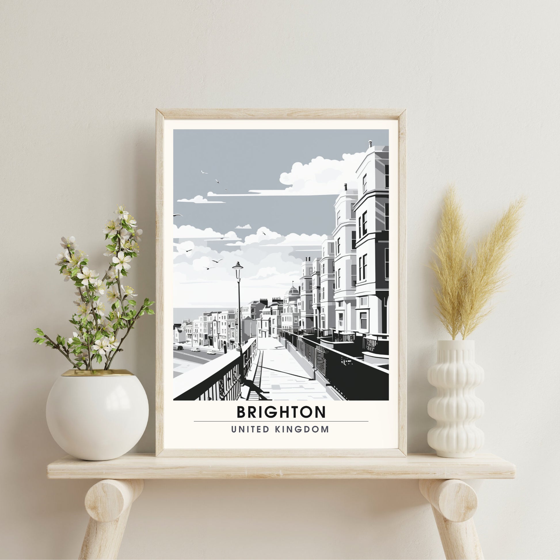 Affiche Brighton- Impression de voyage Brighton - Impression Paysage Urbain Artistique - Collection Souvenirs du Royaume-Uni