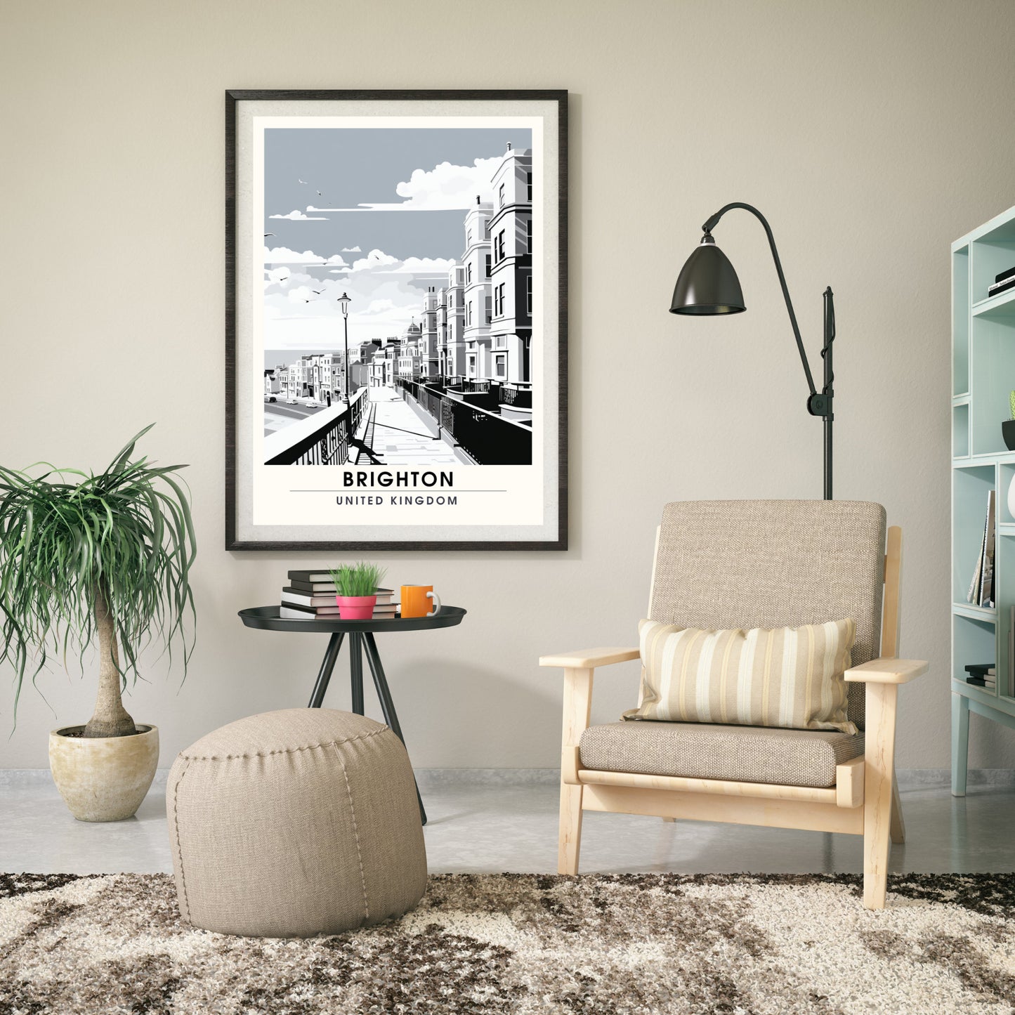 Affiche Brighton- Impression de voyage Brighton - Impression Paysage Urbain Artistique - Collection Souvenirs du Royaume-Uni