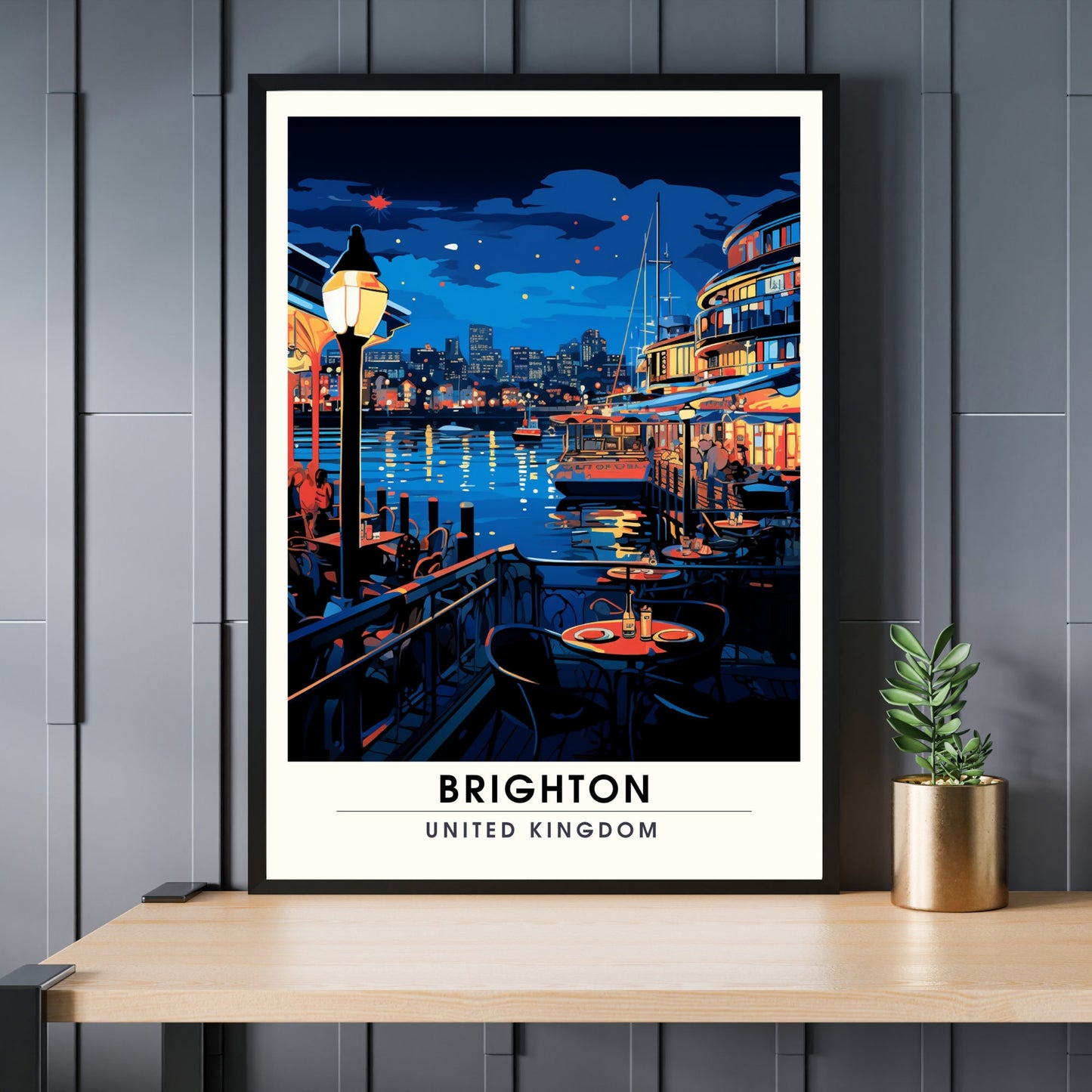 Affiche Brighton- Impression de voyage Brighton - Impression Paysage Urbain Artistique - Collection Souvenirs du Royaume-Uni