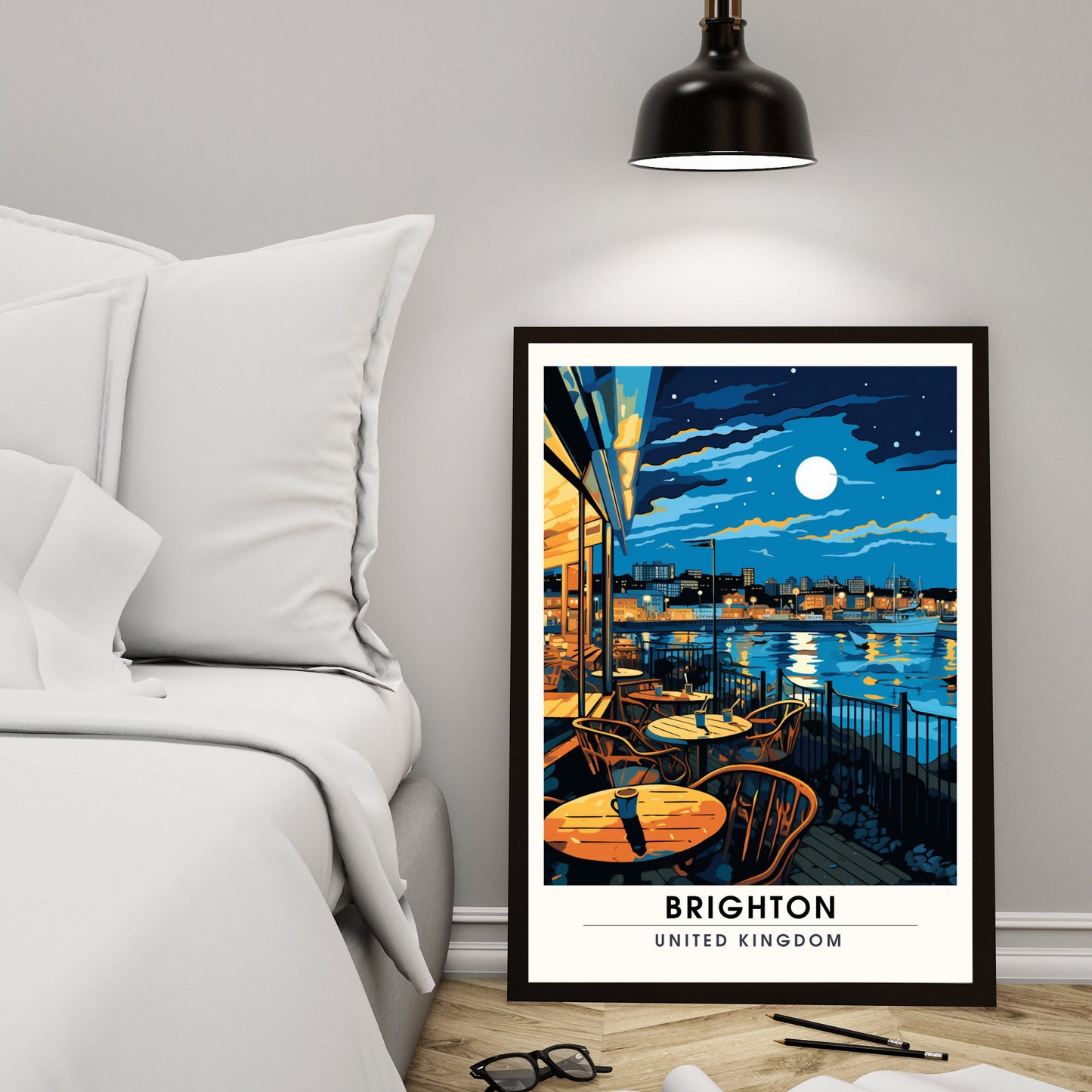 Affiche Brighton- Impression de voyage Brighton - Impression Paysage Urbain Artistique - Collection Souvenirs du Royaume-Uni