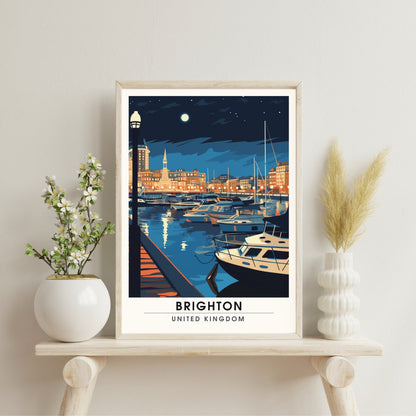 Affiche Brighton- Impression de voyage Brighton - Impression Paysage Urbain Artistique - Collection Souvenirs du Royaume-Uni