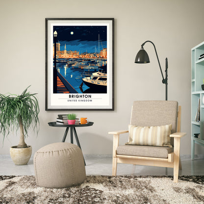 Affiche Brighton- Impression de voyage Brighton - Impression Paysage Urbain Artistique - Collection Souvenirs du Royaume-Uni