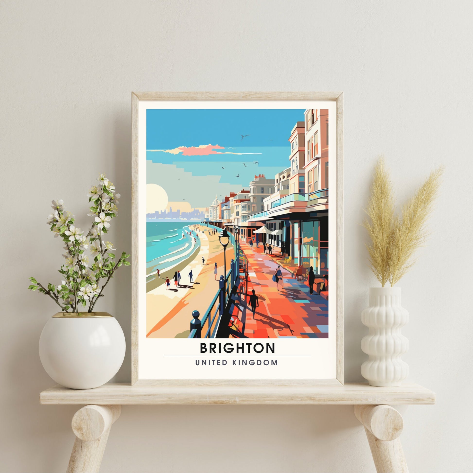 Affiche Brighton- Impression de voyage Brighton - Impression Paysage Urbain Artistique - Collection Souvenirs du Royaume-Uni