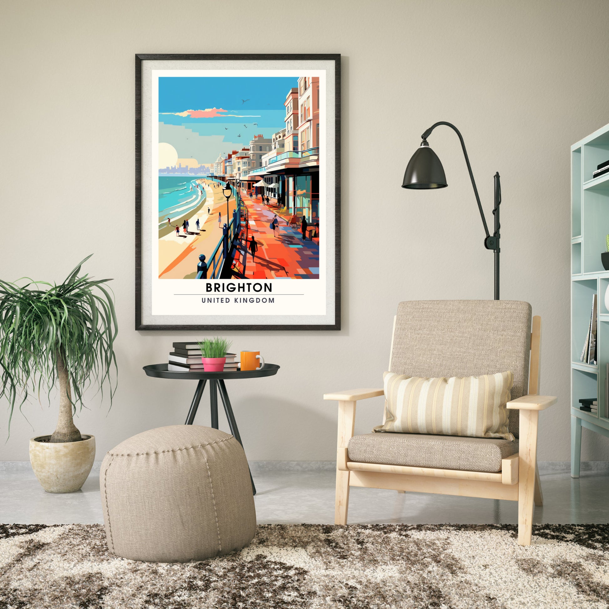 Affiche Brighton- Impression de voyage Brighton - Impression Paysage Urbain Artistique - Collection Souvenirs du Royaume-Uni