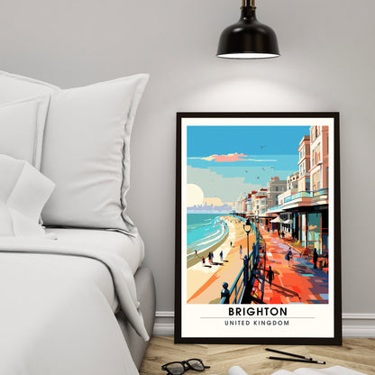 Affiche Brighton- Impression de voyage Brighton - Impression Paysage Urbain Artistique - Collection Souvenirs du Royaume-Uni