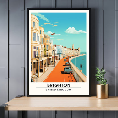 Affiche Brighton- Impression de voyage Brighton - Impression Paysage Urbain Artistique - Collection Souvenirs du Royaume-Uni