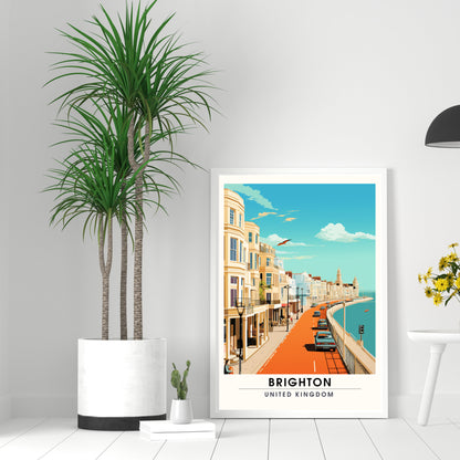 Affiche Brighton- Impression de voyage Brighton - Impression Paysage Urbain Artistique - Collection Souvenirs du Royaume-Uni