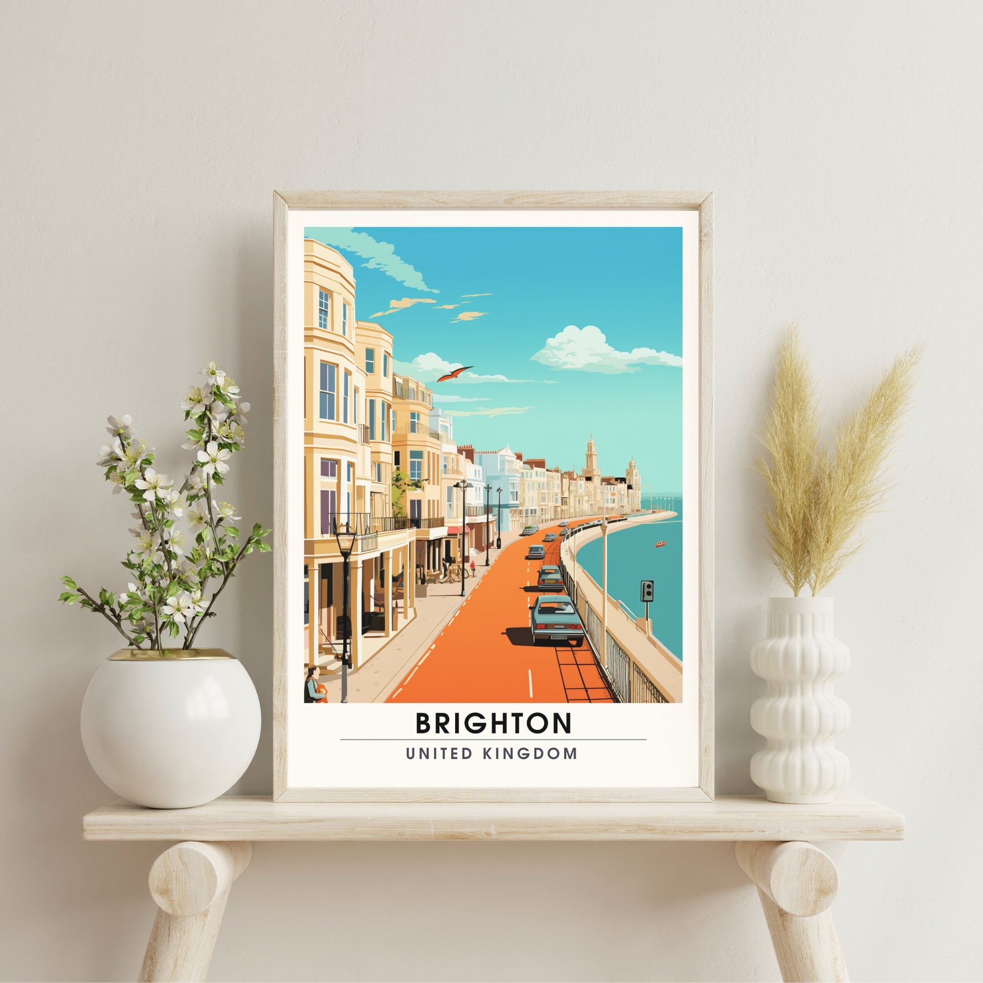 Affiche Brighton- Impression de voyage Brighton - Impression Paysage Urbain Artistique - Collection Souvenirs du Royaume-Uni