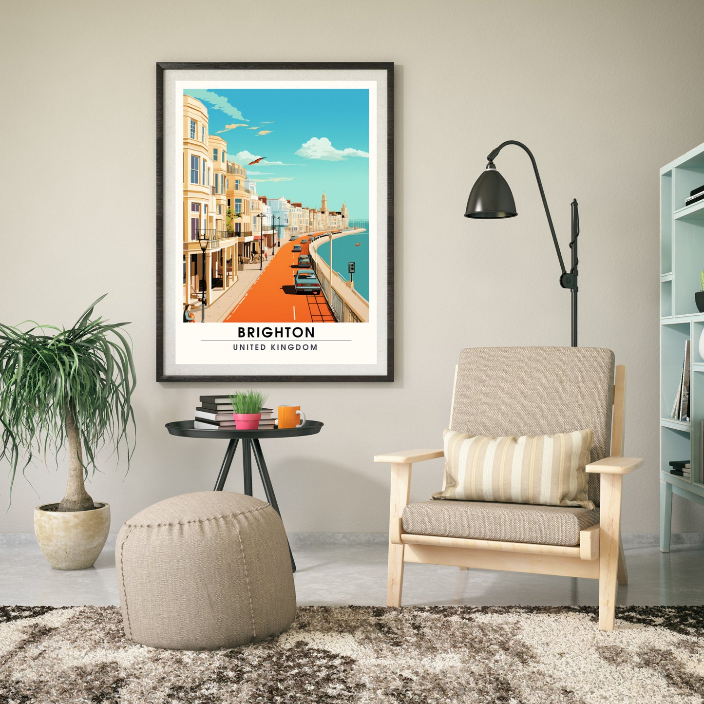 Affiche Brighton- Impression de voyage Brighton - Impression Paysage Urbain Artistique - Collection Souvenirs du Royaume-Uni