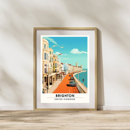 Affiche Brighton- Impression de voyage Brighton - Impression Paysage Urbain Artistique - Collection Souvenirs du Royaume-Uni