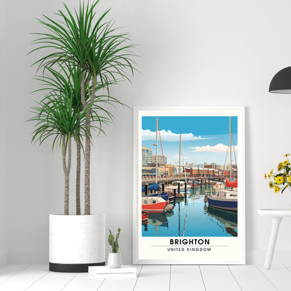 Affiche Brighton- Impression de voyage Brighton - Impression Paysage Urbain Artistique - Collection Souvenirs du Royaume-Uni