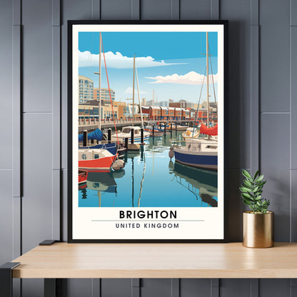 Affiche Brighton- Impression de voyage Brighton - Impression Paysage Urbain Artistique - Collection Souvenirs du Royaume-Uni