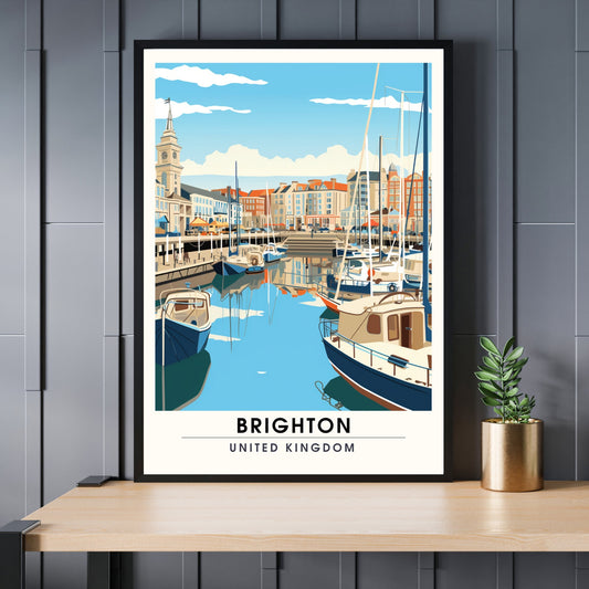 Affiche Brighton- Impression de voyage Brighton - Impression Paysage Urbain Artistique - Collection Souvenirs du Royaume-Uni