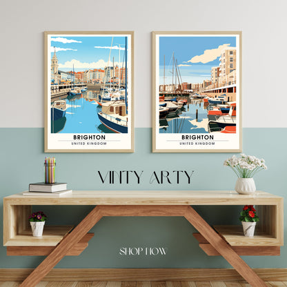 Affiche Brighton- Impression de voyage Brighton - Impression Paysage Urbain Artistique - Collection Souvenirs du Royaume-Uni