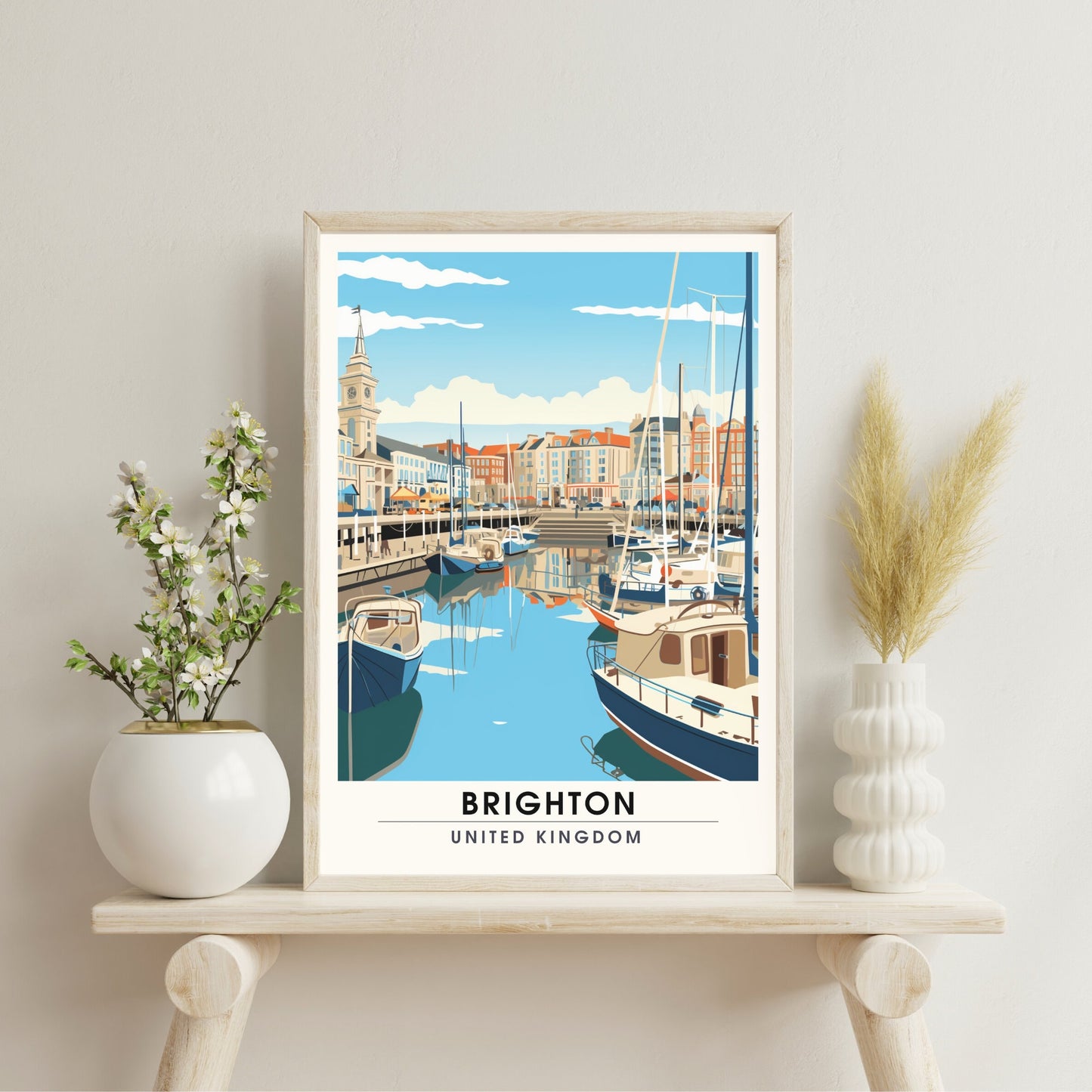 Affiche Brighton- Impression de voyage Brighton - Impression Paysage Urbain Artistique - Collection Souvenirs du Royaume-Uni