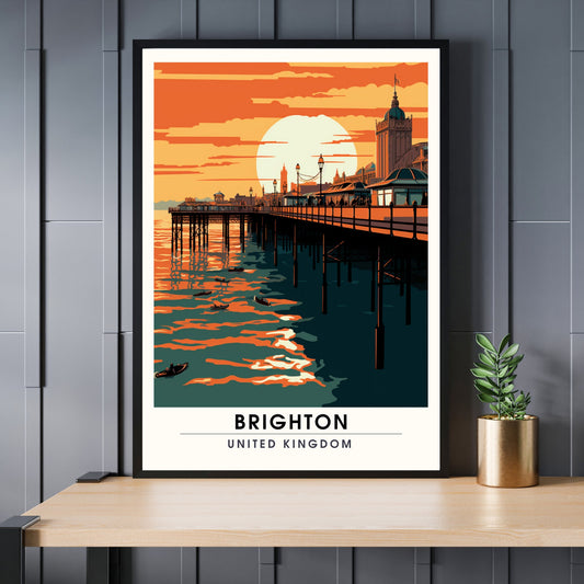 Affiche Brighton- Impression de voyage Brighton - Impression Paysage Urbain Artistique - Collection Souvenirs du Royaume-Uni