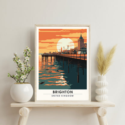 Affiche Brighton- Impression de voyage Brighton - Impression Paysage Urbain Artistique - Collection Souvenirs du Royaume-Uni