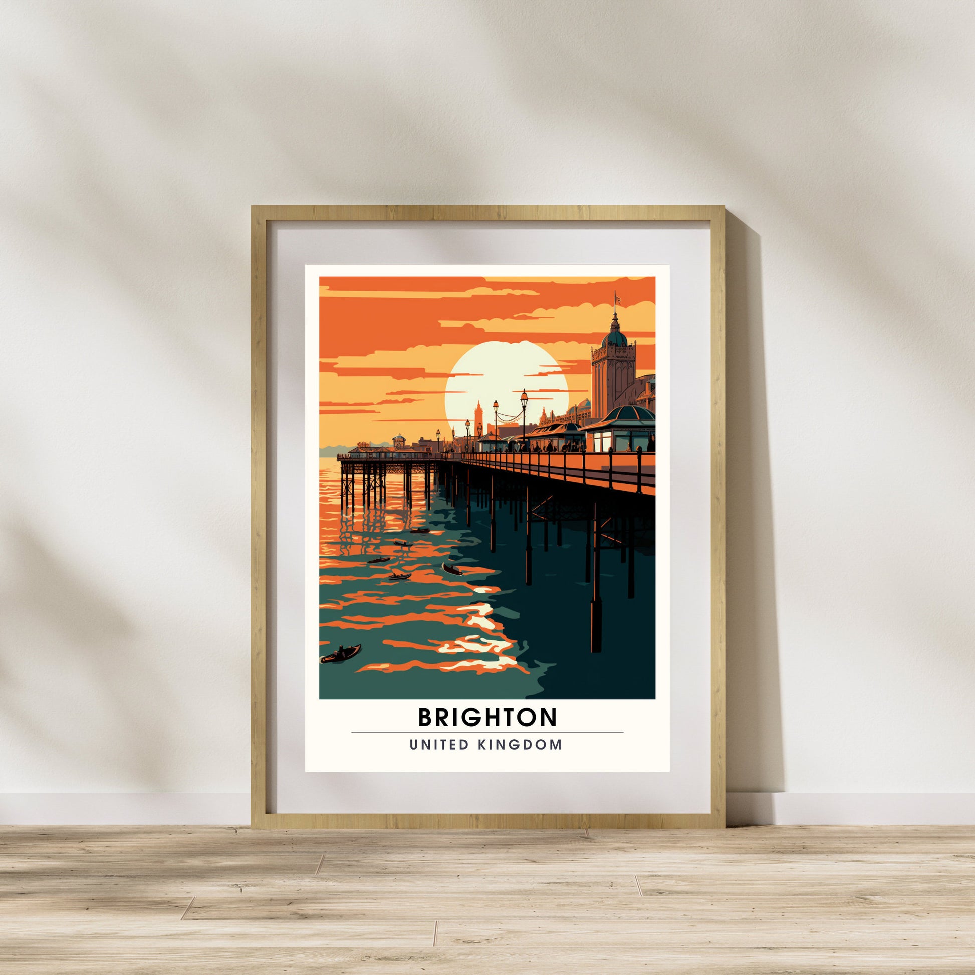 Affiche Brighton- Impression de voyage Brighton - Impression Paysage Urbain Artistique - Collection Souvenirs du Royaume-Uni