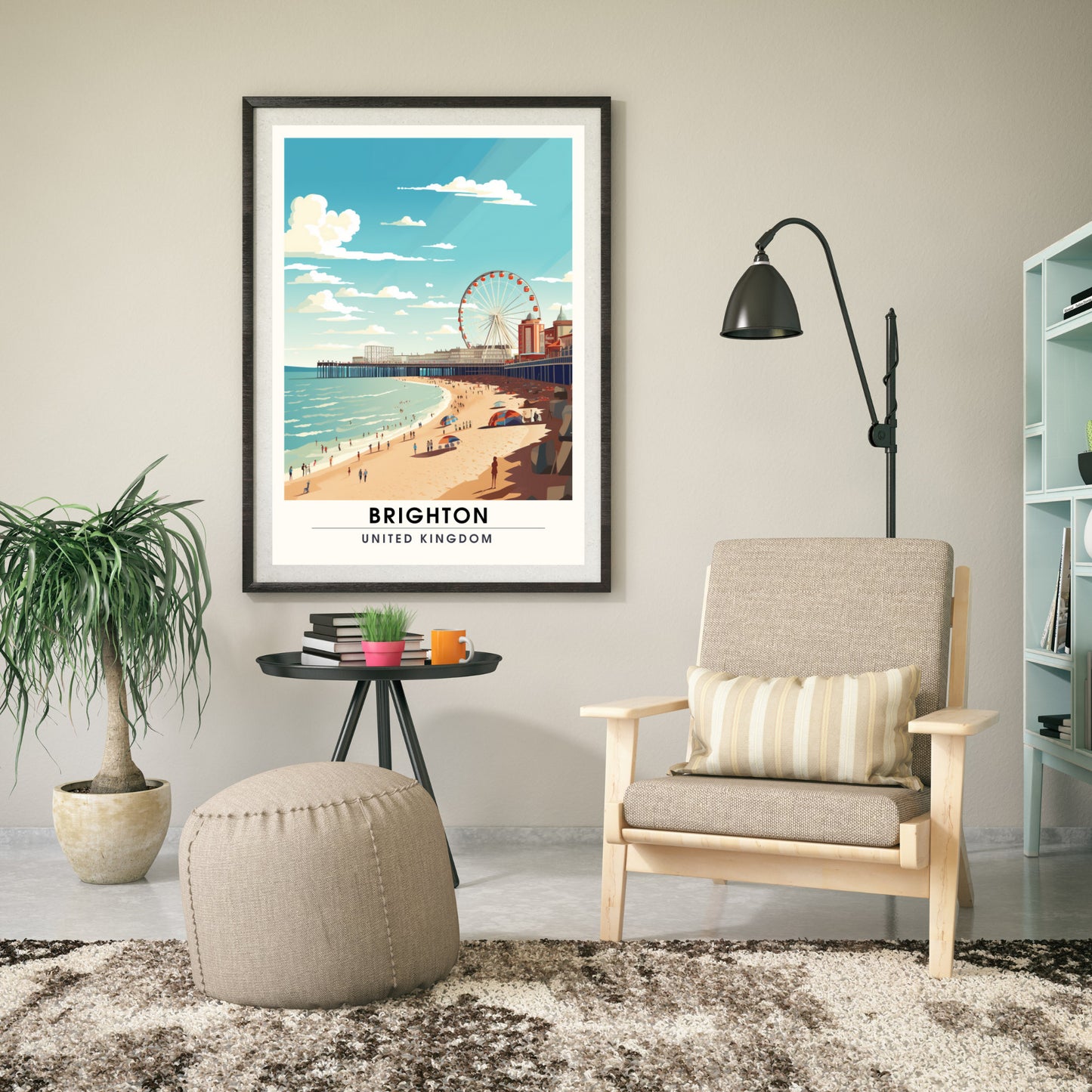 Affiche Brighton- Impression de voyage Brighton - Impression Paysage Urbain Artistique - Collection Souvenirs du Royaume-Uni