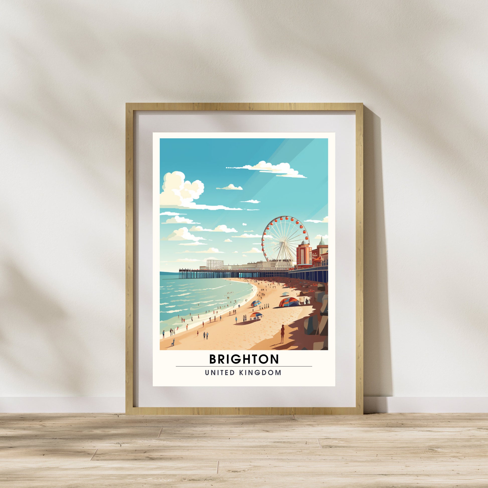 Affiche Brighton- Impression de voyage Brighton - Impression Paysage Urbain Artistique - Collection Souvenirs du Royaume-Uni