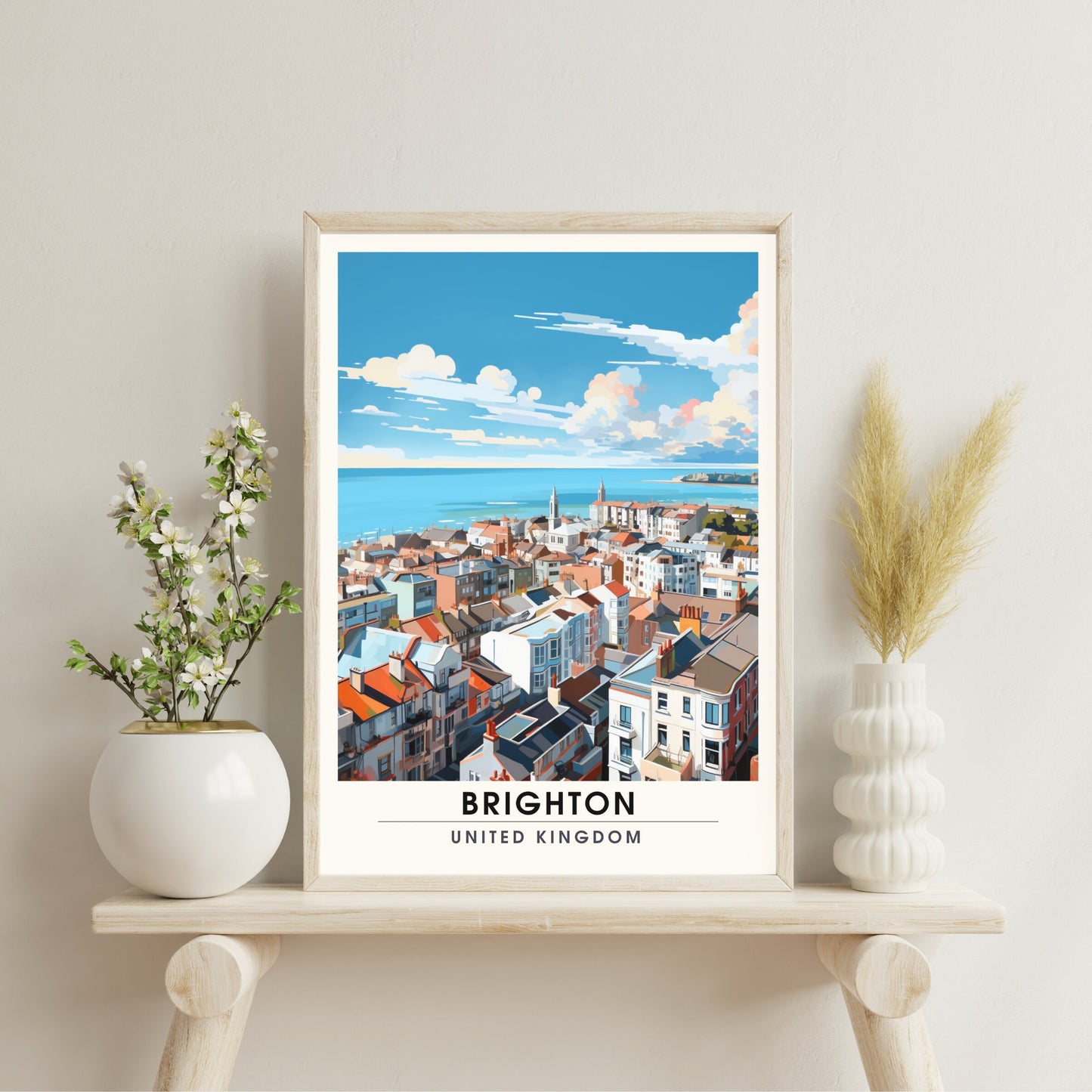 Affiche Brighton- Impression de voyage Brighton - Impression Paysage Urbain Artistique - Collection Souvenirs du Royaume-Uni