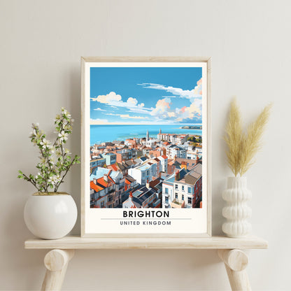 Affiche Brighton- Impression de voyage Brighton - Impression Paysage Urbain Artistique - Collection Souvenirs du Royaume-Uni