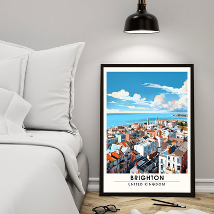 Affiche Brighton- Impression de voyage Brighton - Impression Paysage Urbain Artistique - Collection Souvenirs du Royaume-Uni