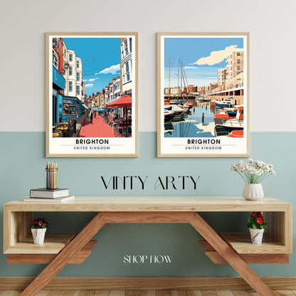 Affiche Brighton- Impression de voyage Brighton - Impression Paysage Urbain Artistique - Collection Souvenirs du Royaume-Uni