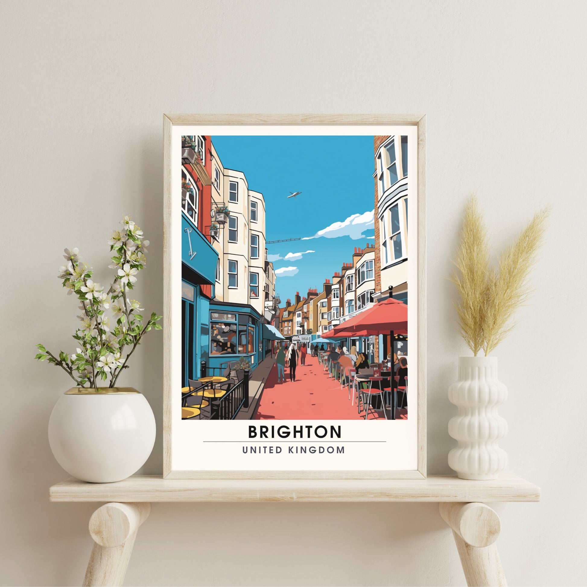 Affiche Brighton- Impression de voyage Brighton - Impression Paysage Urbain Artistique - Collection Souvenirs du Royaume-Uni