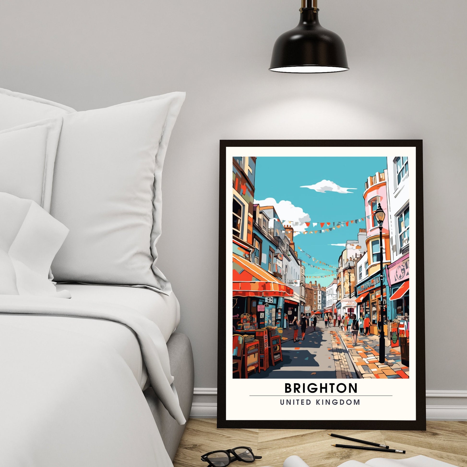 Affiche Brighton- Impression de voyage Brighton - Impression Paysage Urbain Artistique - Collection Souvenirs du Royaume-Uni