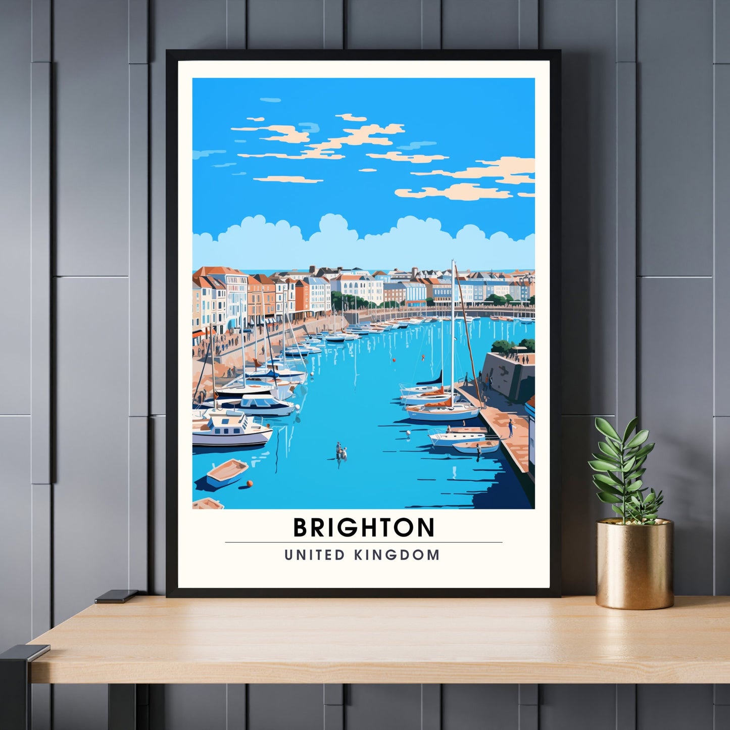 Affiche Brighton- Impression de voyage Brighton - Impression Paysage Urbain Artistique - Collection Souvenirs du Royaume-Uni