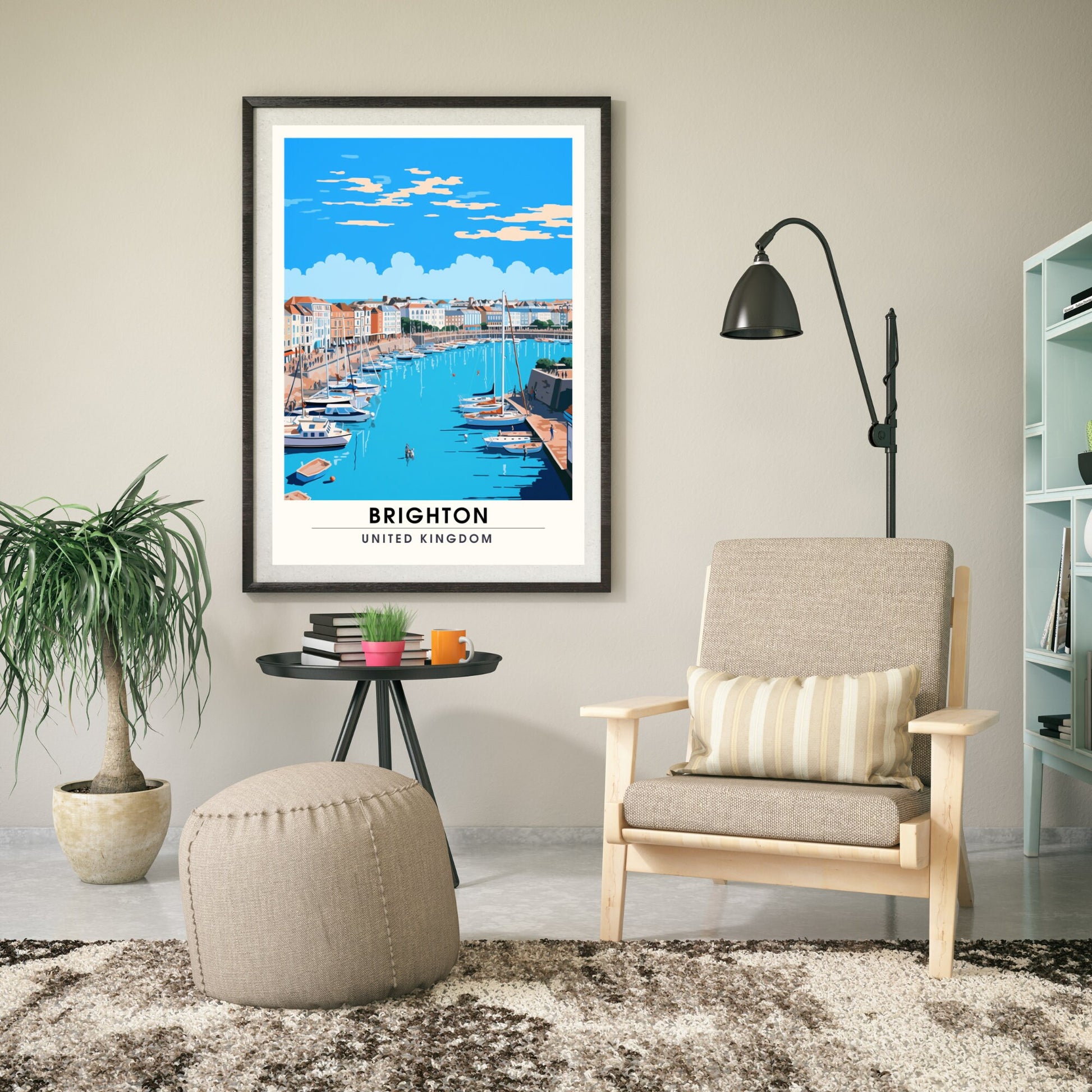 Affiche Brighton- Impression de voyage Brighton - Impression Paysage Urbain Artistique - Collection Souvenirs du Royaume-Uni