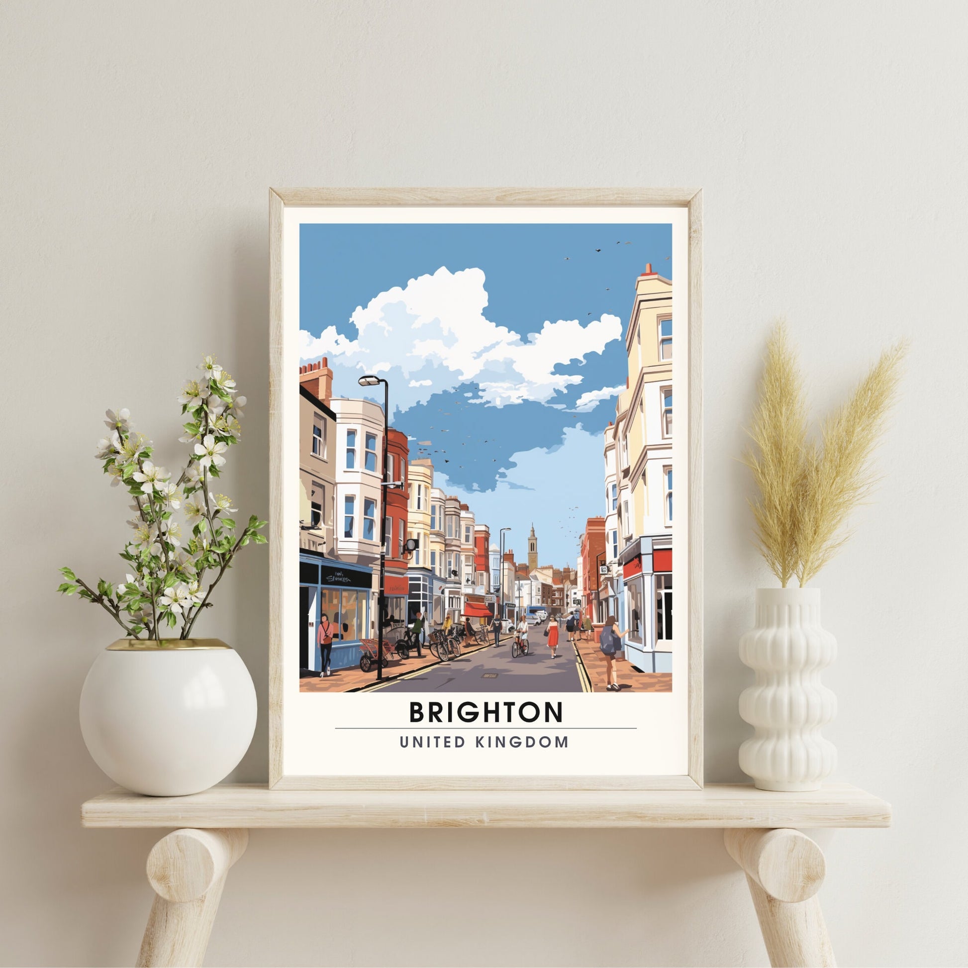 Affiche Brighton- Impression de voyage Brighton - Impression Paysage Urbain Artistique - Collection Souvenirs du Royaume-Uni