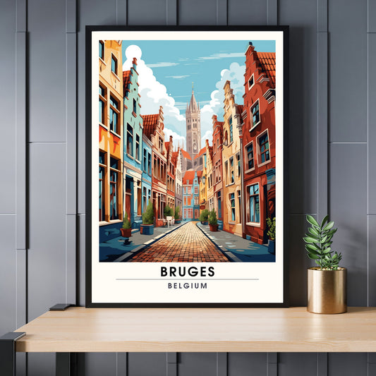 Affiche Bruges- Impression de voyage Bruges - Impression Bruges - Collection Souvenirs Belgique