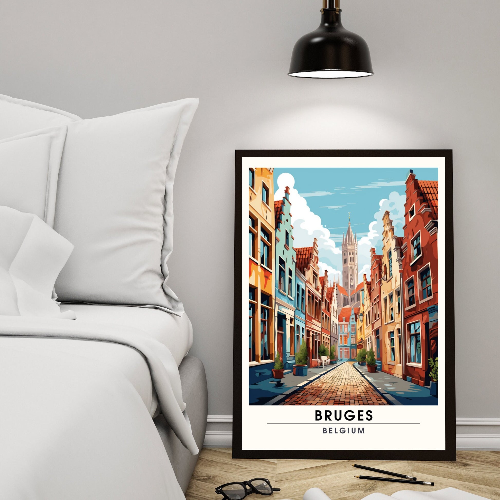 Affiche Bruges- Impression de voyage Bruges - Impression Bruges - Collection Souvenirs Belgique