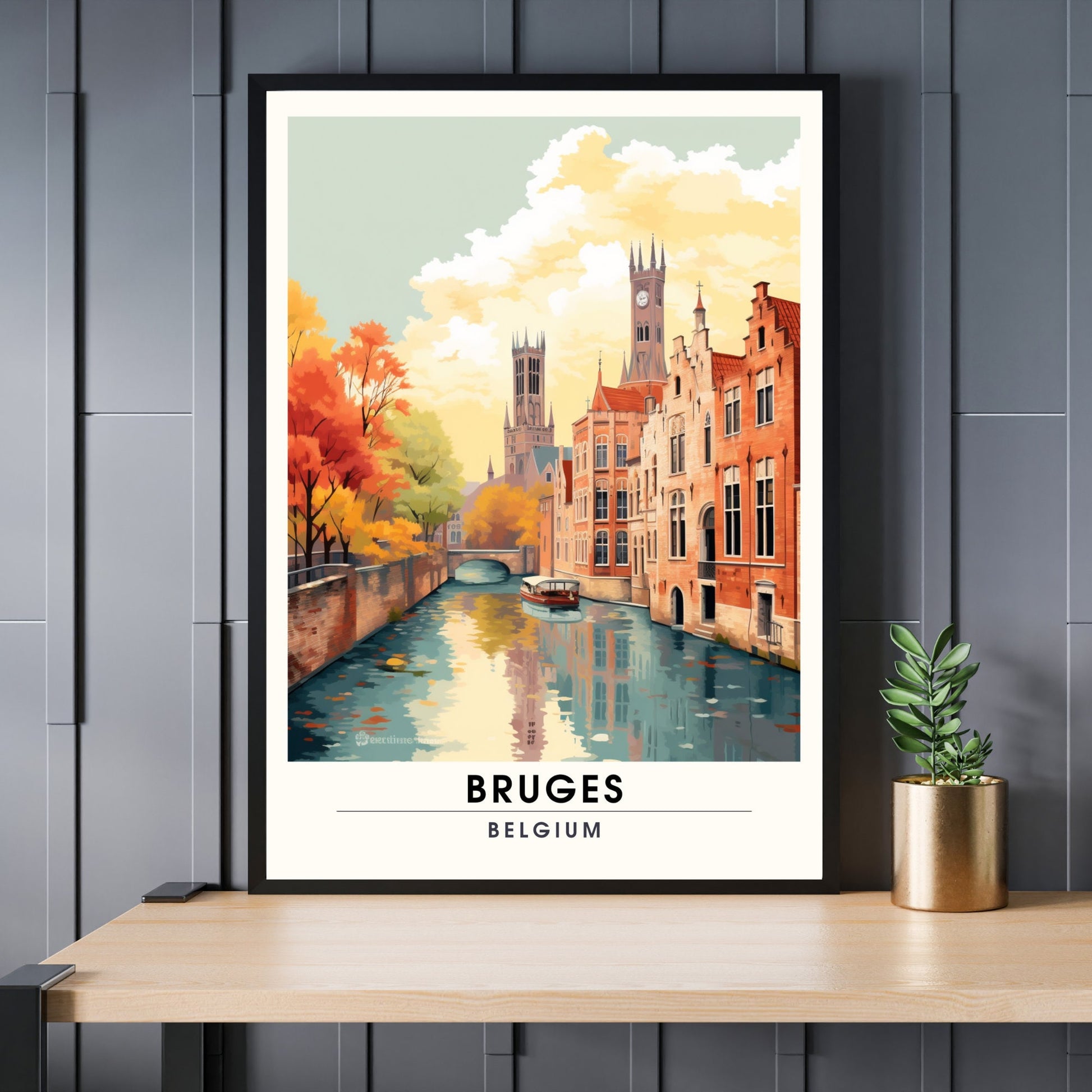 Affiche Bruges- Impression de voyage Bruges - Impression Bruges - Collection Souvenirs Belgique