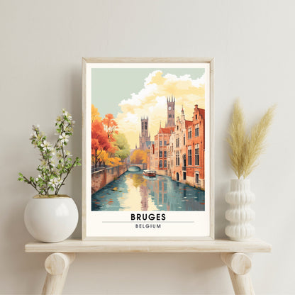 Affiche Bruges- Impression de voyage Bruges - Impression Bruges - Collection Souvenirs Belgique