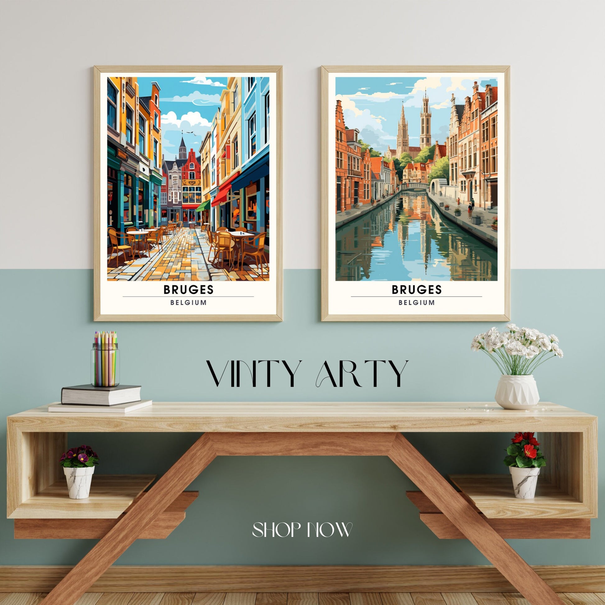 Affiche Bruges- Impression de voyage Bruges - Impression Bruges - Collection Souvenirs Belgique