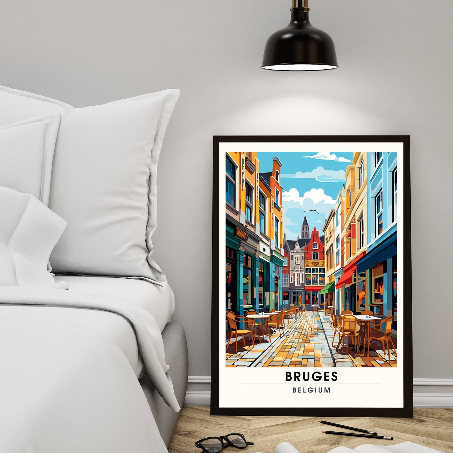 Affiche Bruges- Impression de voyage Bruges - Impression Bruges - Collection Souvenirs Belgique